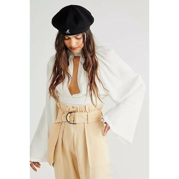 NWT FREE PEOPLE X JENS PIRATE BOOTY Sz L ULTRA TECHNO TOP BLOUSE SHIRT WHITE - Picture 1 of 2